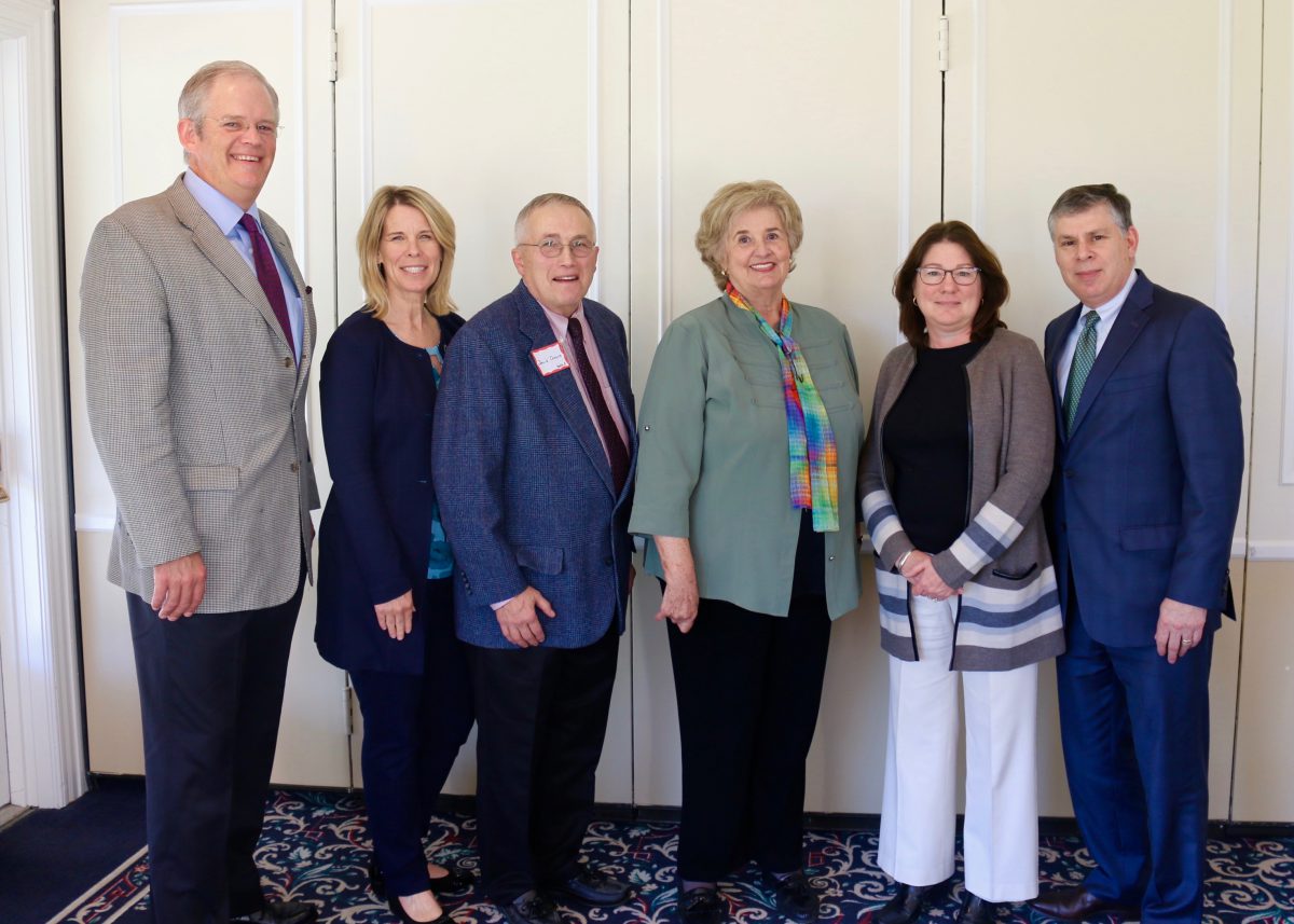 Pictured: Former Presidents of the Westfield Foundation were in attendance for the annual Cornerstone luncheon, held on Election Day, at Echo Lake Country Club.  (l to r): Anthony Cook (2006-12), Beth Cassie (current), Dave Owens (2000-06), Gail Cassidy (1999-2005), Barbara Frantz (2002-2008) and Russell Finestein ( 2010-2016). 